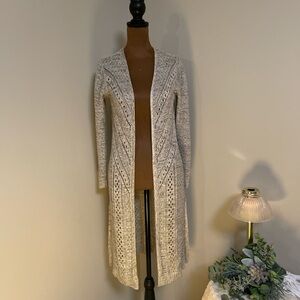 Long Sleeve Brown Knit Cardigan Duster with Side Slits